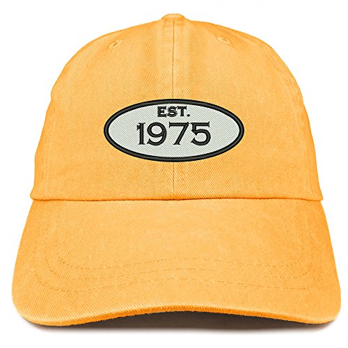 Trendy Apparel Shop Established 1975 Embroidered 46th Birthday Gift Pigment Dyed Washed Cotton Cap