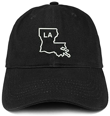 Trendy Apparel Shop LA Text State Outline State Embroidered Cotton Dad Hat