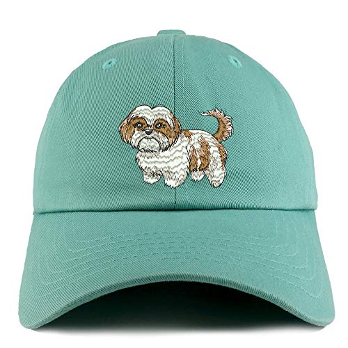 Trendy Apparel Shop Shih Tzu Dog Embroidered Low Profile Soft Cotton Dad Hat Cap