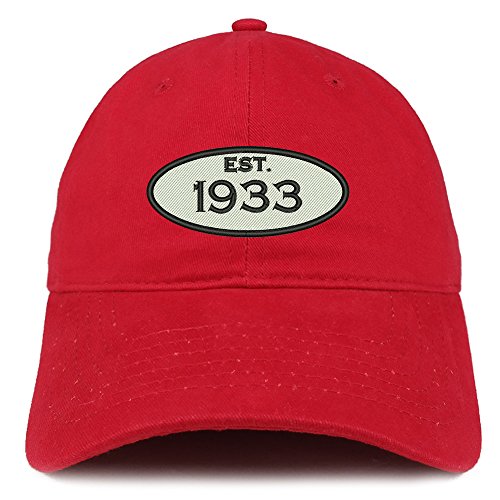 Trendy Apparel Shop Established 1933 Embroidered 88th Birthday Gift Soft Crown Cotton Cap