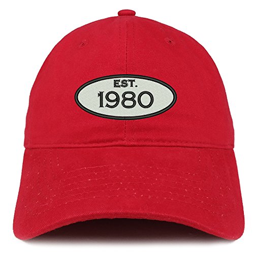 Trendy Apparel Shop Established 1980 Embroidered 41st Birthday Gift Soft Crown Cotton Cap