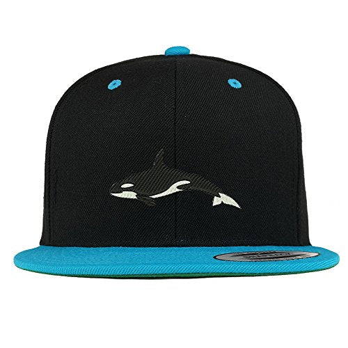 Trendy Apparel Shop Orca Killer Whale Embroidered Premium 2-Tone Flat Bill Snapback Cap