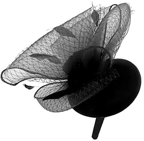 Trendy Apparel Shop Horse Hair Bow Ribbon Net Feather Wool Felt Fascinator