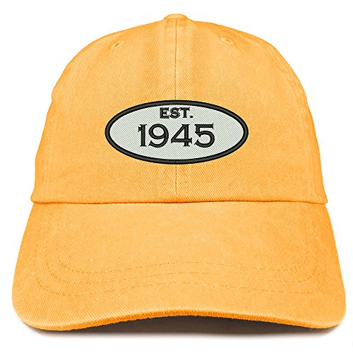 Trendy Apparel Shop Established 1945 Embroidered 76th Birthday Gift Pigment Dyed Washed Cotton Cap