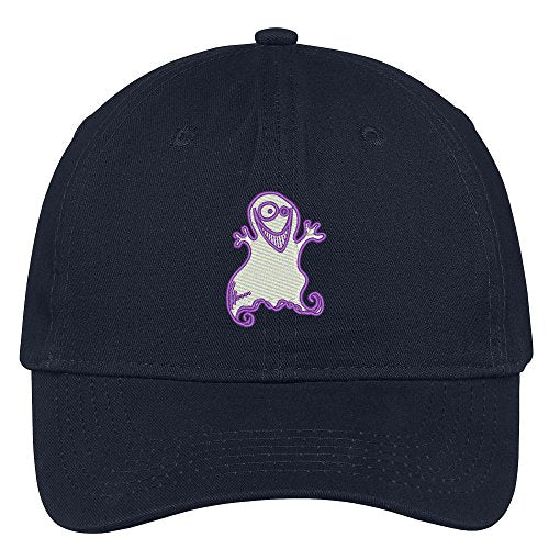 Trendy Apparel Shop Ghost Embroidered Halloween Themed Cotton Baseball Cap