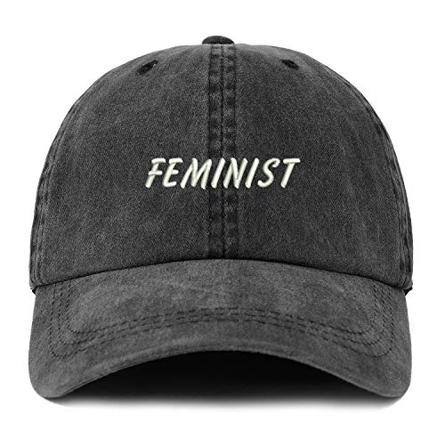 Trendy Apparel Shop XXL Feminist Embroidered Unstructured Washed Pigment Dyed Baseball Cap