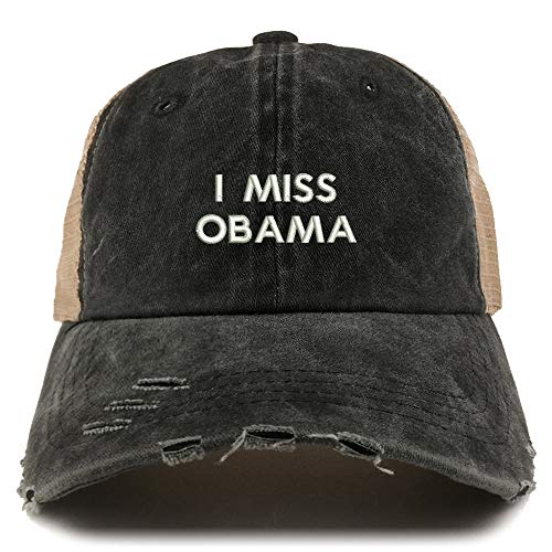 Trendy Apparel Shop I Miss Obama Washed Front Mesh Back Frayed Bill Cap