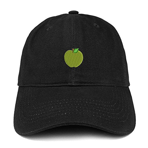 Trendy Apparel Shop Green Apple Emoticon Embroidered 100% Soft Brushed Cotton Low Profile Cap