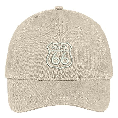 Trendy Apparel Shop Route 66 Embroidered Soft Crown 100% Brushed Cotton Cap