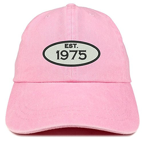 Trendy Apparel Shop Established 1975 Embroidered 46th Birthday Gift Pigment Dyed Washed Cotton Cap