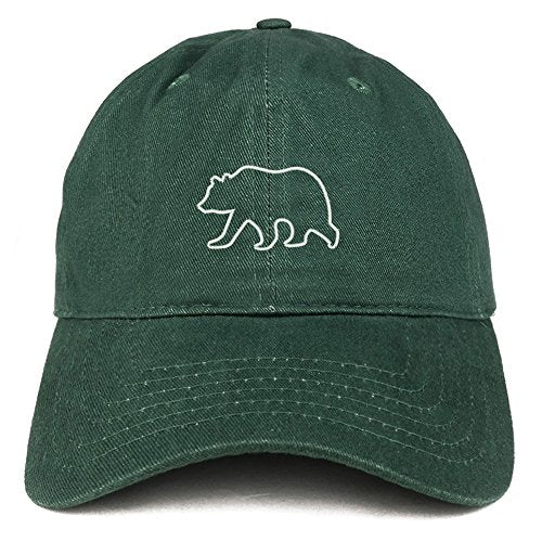 Trendy Apparel Shop Grizzly Bear Outline Embroidered Soft Cotton Dad Hat