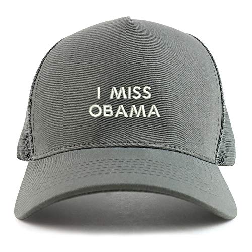 Trendy Apparel Shop I Miss Obama Embroidered Oversized 5 Panel XXL Trucker Mesh Cap