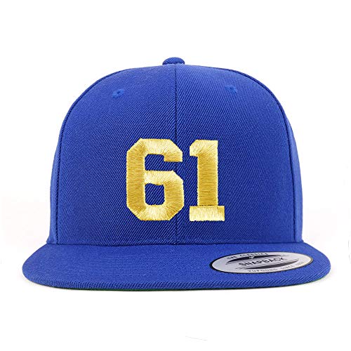 Trendy Apparel Shop Number 61 Gold Thread Flat Bill Snapback Baseball Cap