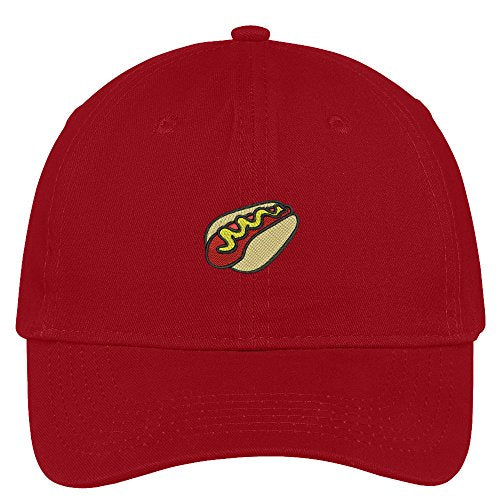 Trendy Apparel Shop Hot Dog with Mustard Embroidered Low Profile Soft Cotton Brushed Cap