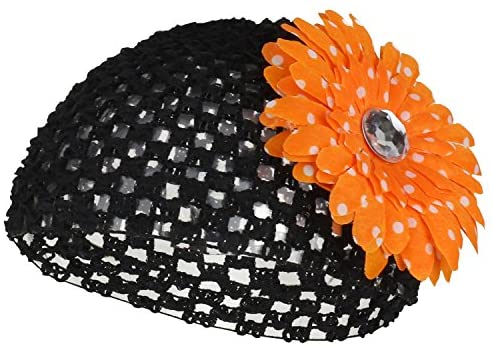 Trendy Apparel Shop Polka Dot Daisy Flower Pin Baby Infant Crochet Beanie