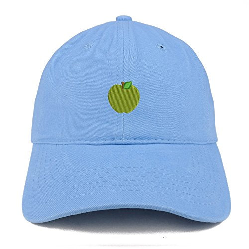 Trendy Apparel Shop Green Apple Emoticon Embroidered 100% Soft Brushed Cotton Low Profile Cap