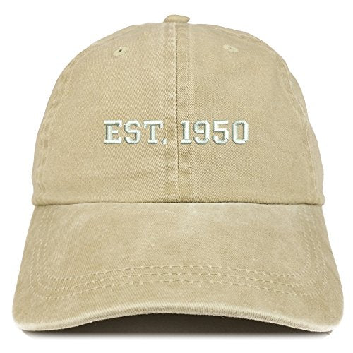 Trendy Apparel Shop EST 1950 Embroidered - 71st Birthday Gift Pigment Dyed Washed Cap