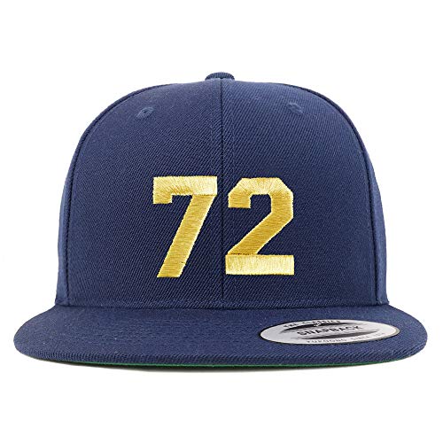 Trendy Apparel Shop Number 72 Gold Thread Flat Bill Snapback Baseball Cap