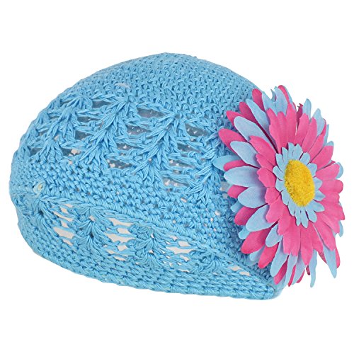 Trendy Apparel Shop Baby to Toddler Crochet Beanie hat with Removable Flower Pin