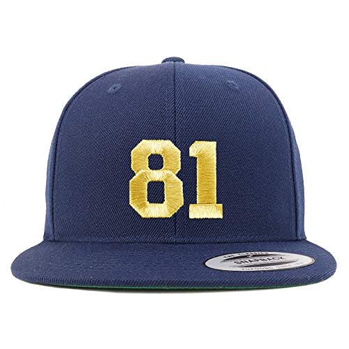 Trendy Apparel Shop Number 81 Gold Thread Flat Bill Snapback Baseball Cap