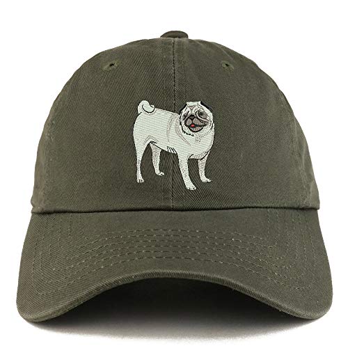 Trendy Apparel Shop Pug Dog Embroidered Low Profile Soft Cotton Dad Hat Cap