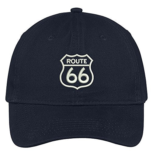 Trendy Apparel Shop Route 66 Embroidered Soft Crown 100% Brushed Cotton Cap