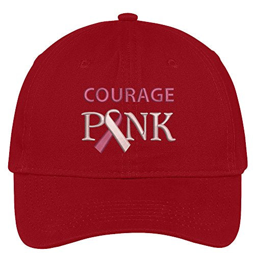 Trendy Apparel Shop Pink Courage Embroidered Low Profile Soft Cotton Brushed Baseball Cap