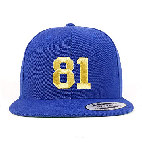 Trendy Apparel Shop Number 81 Gold Thread Flat Bill Snapback Baseball Cap