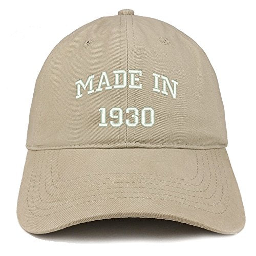 Trendy Apparel Shop Made in 1930 Text Embroidered 91st Birthday Brushed Cotton Cap