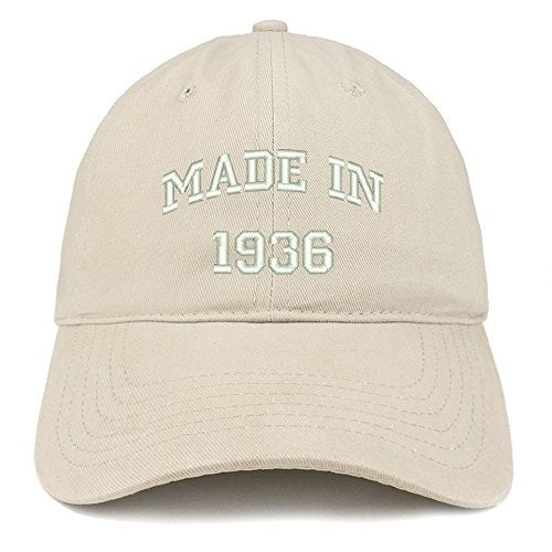 Trendy Apparel Shop Made in 1936 Text Embroidered 85th Birthday Brushed Cotton Cap