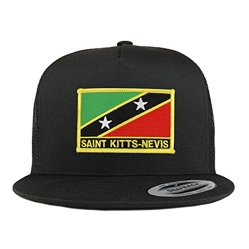 Trendy Apparel Shop Saint Kitts-Nevis Flag 5 Panel Flatbill Trucker Mesh Cap