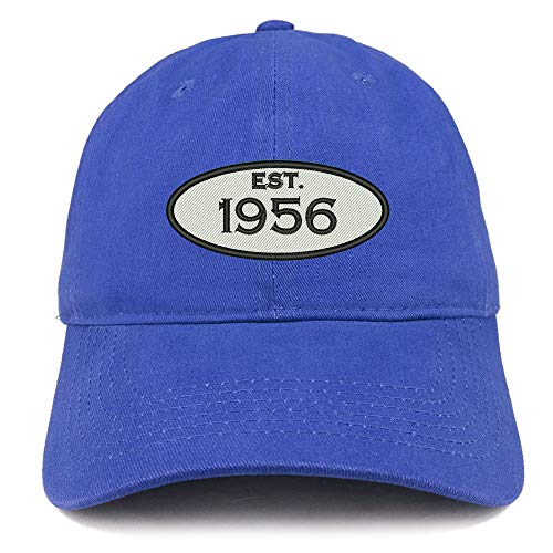 Trendy Apparel Shop 65th Birthday Established 1956 Soft Crown Brushed Cotton Cap