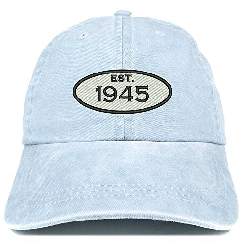 Trendy Apparel Shop Established 1945 Embroidered 76th Birthday Gift Pigment Dyed Washed Cotton Cap