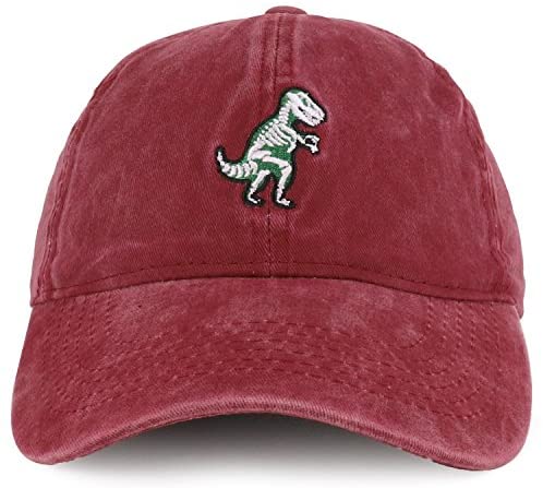 Trendy Apparel Shop Dinosaur Fossil Embroidered Cotton Pigment Washed Hat