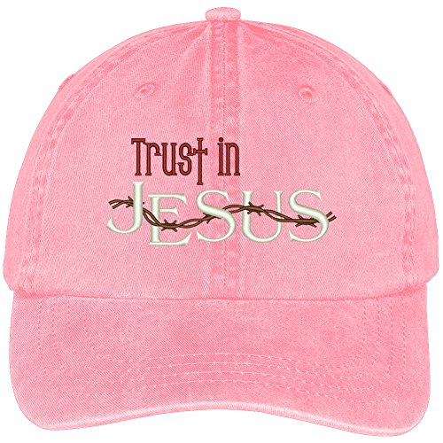 Trendy Apparel Shop Trust in Jesus Embroidered Cotton Washed Baseball Cap