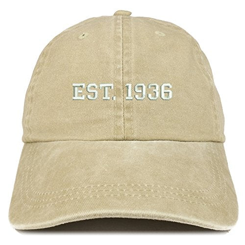 Trendy Apparel Shop EST 1936 Embroidered - 85th Birthday Gift Pigment Dyed Washed Cap