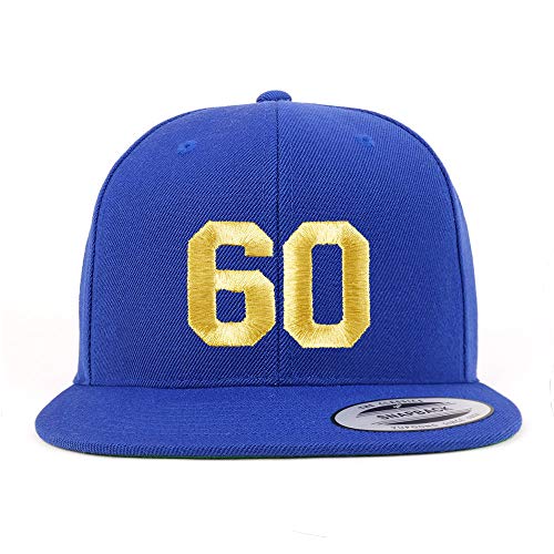 Trendy Apparel Shop Number 60 Gold Thread Flat Bill Snapback Baseball Cap