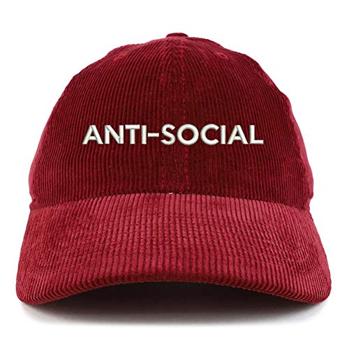 Trendy Apparel Shop Anti Social Cotton Corduroy Unstructured Baseball Cap