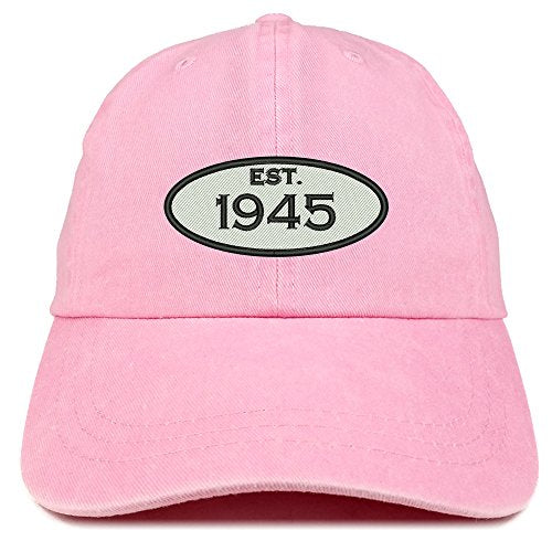 Trendy Apparel Shop Established 1945 Embroidered 76th Birthday Gift Pigment Dyed Washed Cotton Cap