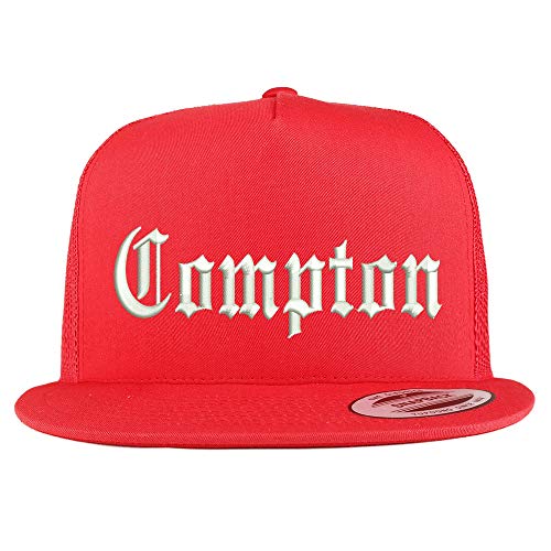 Trendy Apparel Shop Compton 5 Panel Flatbill Trucker Mesh Snapback Cap