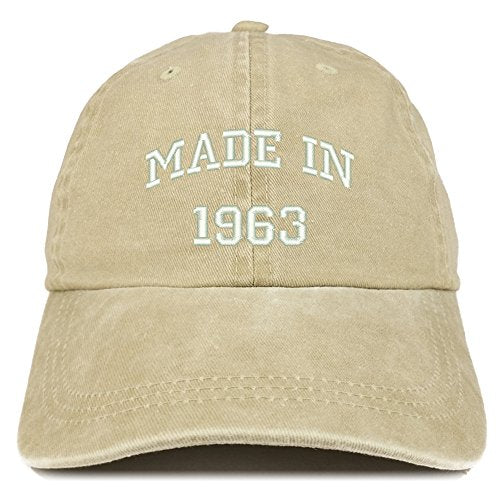 Trendy Apparel Shop Made in 1963 Text Embroidered 58th Birthday Washed Cap