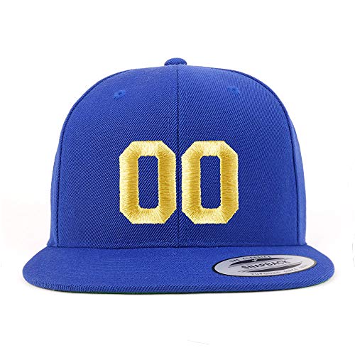 Trendy Apparel Shop Number 00 Gold Thread Flat Bill Snapback Baseball Cap