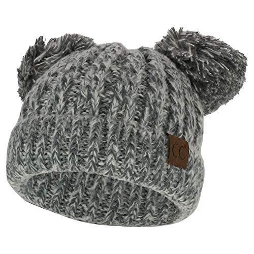 Trendy Apparel Shop Pom Pom Ears Winter Cable Knit Cuff Long Beanie