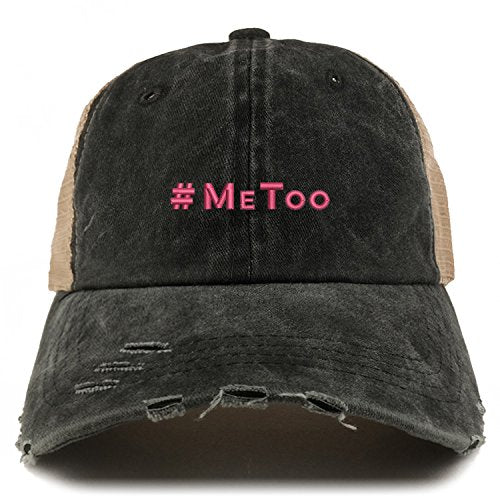 Trendy Apparel Shop MeToo Movement Hot Pink Embroidered Frayed Bill Trucker Mesh Cap