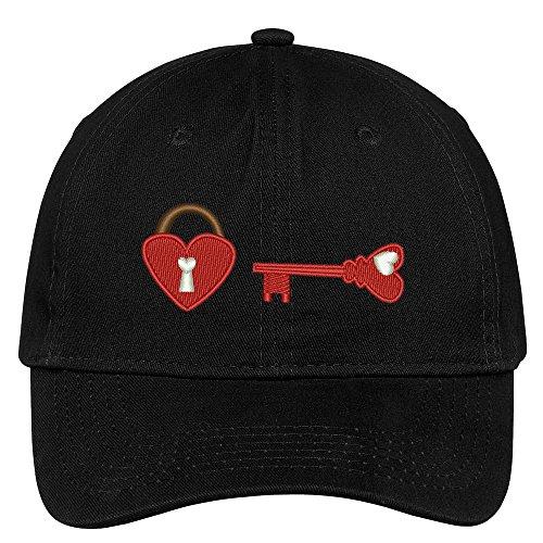 Trendy Apparel Shop Heart Padlock and Key Embroidered Low Profile Cotton Cap Dad Hat