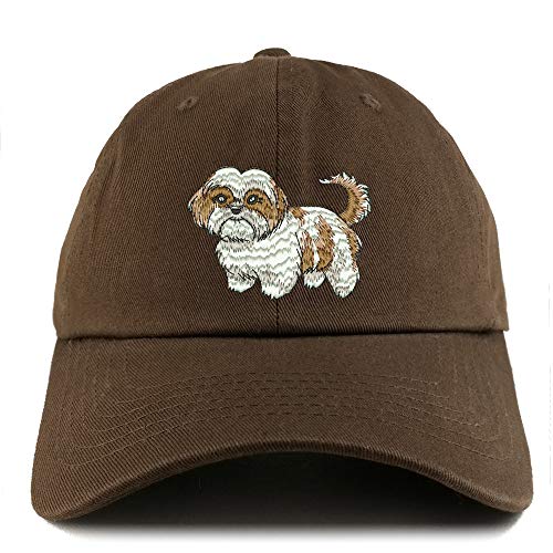 Trendy Apparel Shop Shih Tzu Dog Embroidered Low Profile Soft Cotton Dad Hat Cap