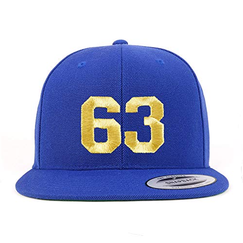 Trendy Apparel Shop Number 63 Gold Thread Flat Bill Snapback Baseball Cap