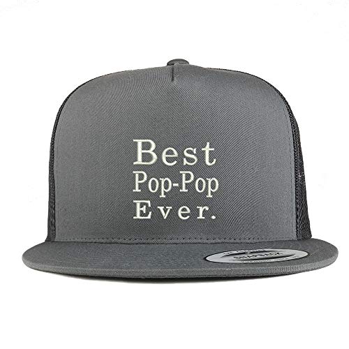 Trendy Apparel Shop Best Pop Pop Ever 5 Panel Flatbill Trucker Mesh Snapback Cap