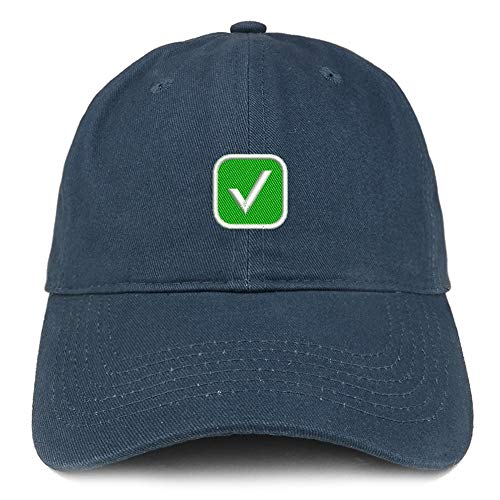 Trendy Apparel Shop Check Mark Embroidered Soft Crown Brushed Cotton Cap