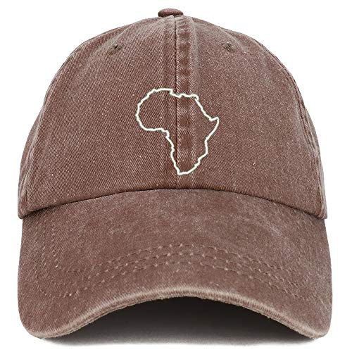 Trendy Apparel Shop Africa Map Outline Embroidered Washed Low Profile Cap